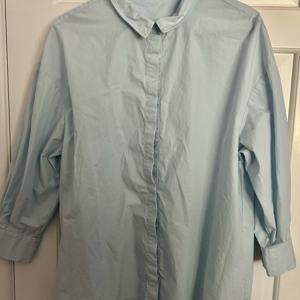 JustFab Light Blue Women's Blouse Size L